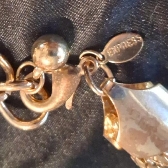 Express Gold Tone Braided Mesh Statement Necklace - Picture 2 of 5